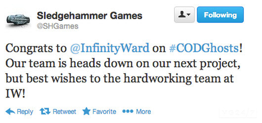 infinity ward, Sledgehammer Games, بازی Call of Duty: Ghosts, شرکت اکتیویژن