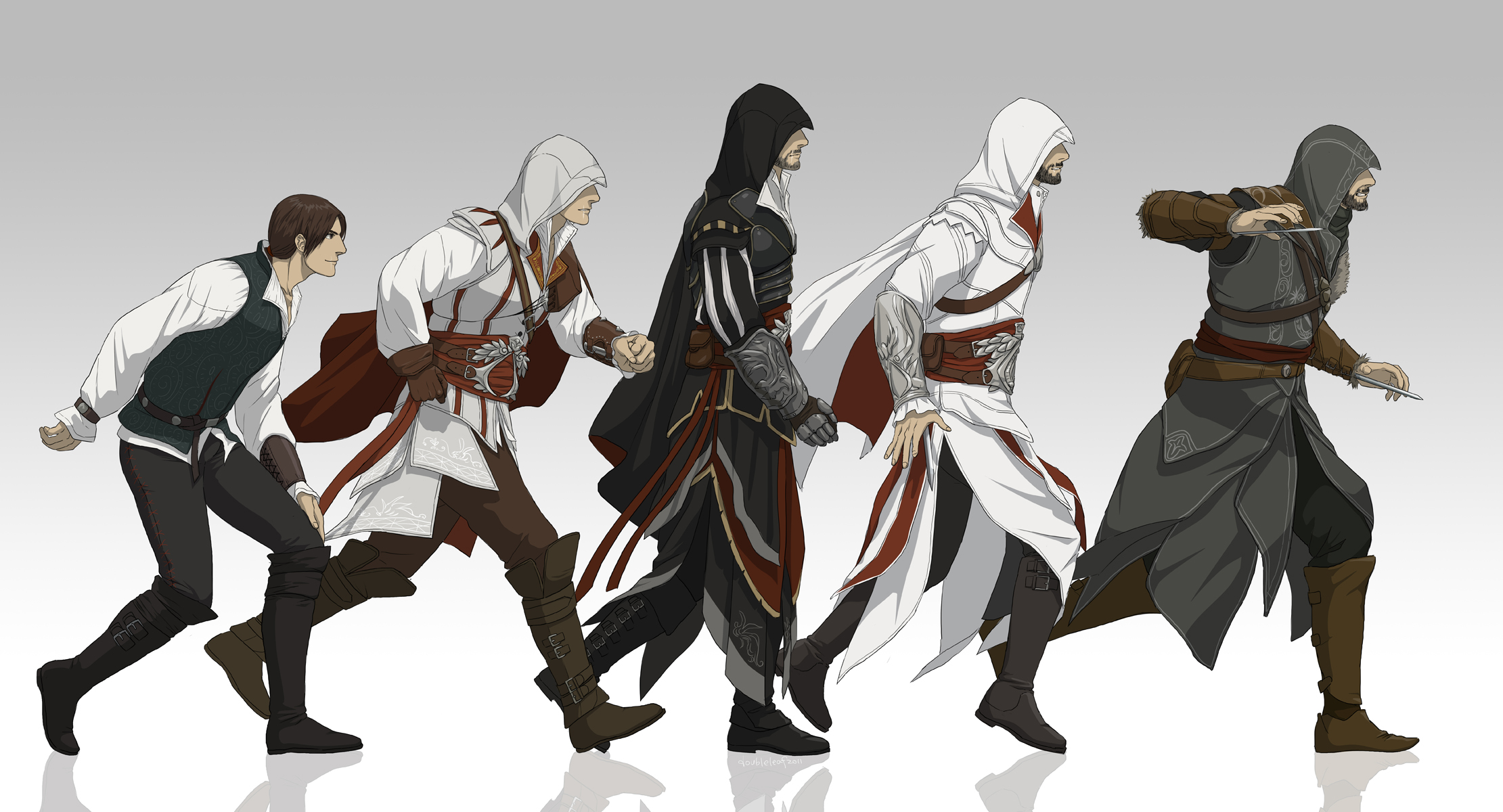 evolution_of_ezio_by_doubleleaf-d3icnak